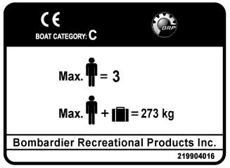 Capacity Label Jet Ski Seadoo 3 person 273kg