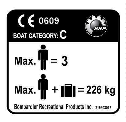 Capacity Label Jet Ski Seadoo 3 person 226kg