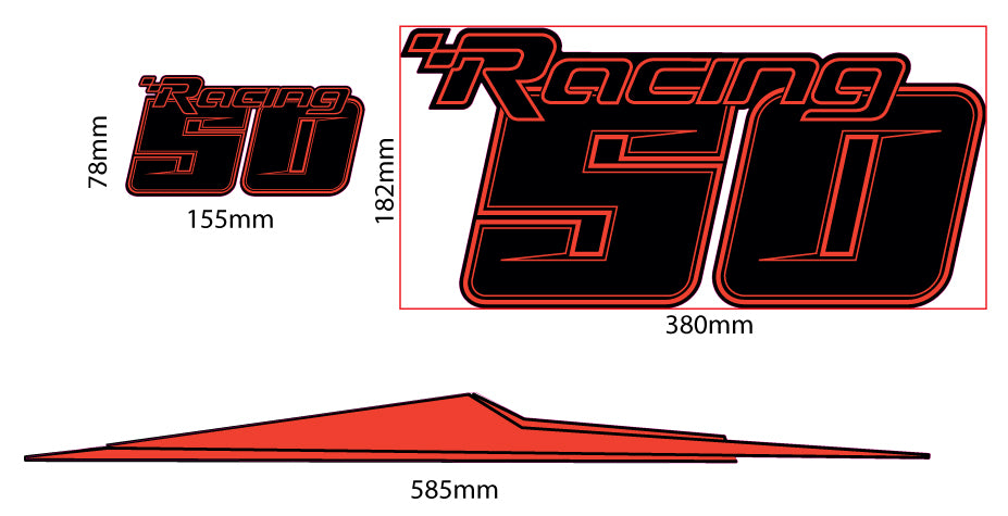 TOHATSU 50HP RACING OUTBOARD DECALS (Cut-Out)