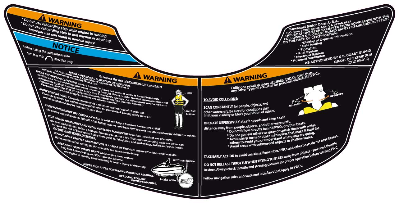 Kawasaki STX15f REAR SAFETY LABEL